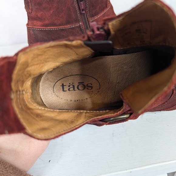 Toas Howdy Red Garnet Rugged Suede Leather Ankle Boots - Size 9-9.5 - Picture 6 of 8